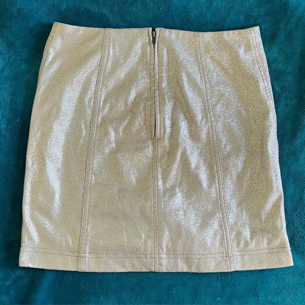 Free People Metallic Rose Gold Suede Mini Skirt - Picture 7 of 15